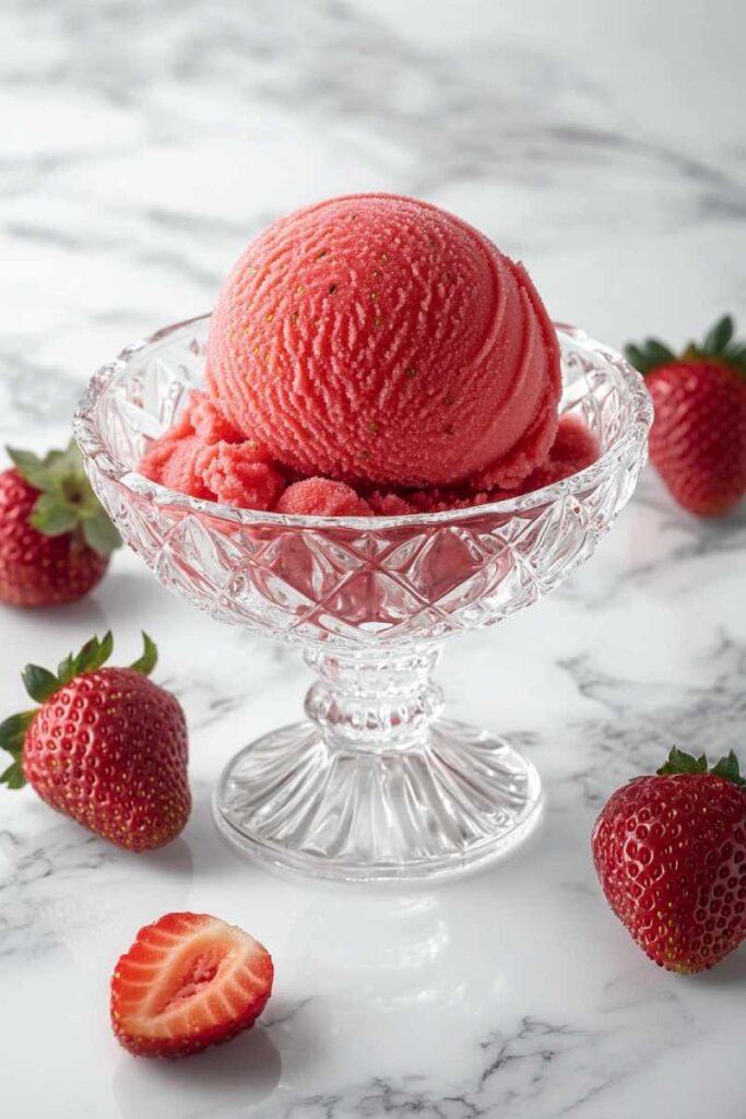 Making Ninja Creami Strawberry Sorbet