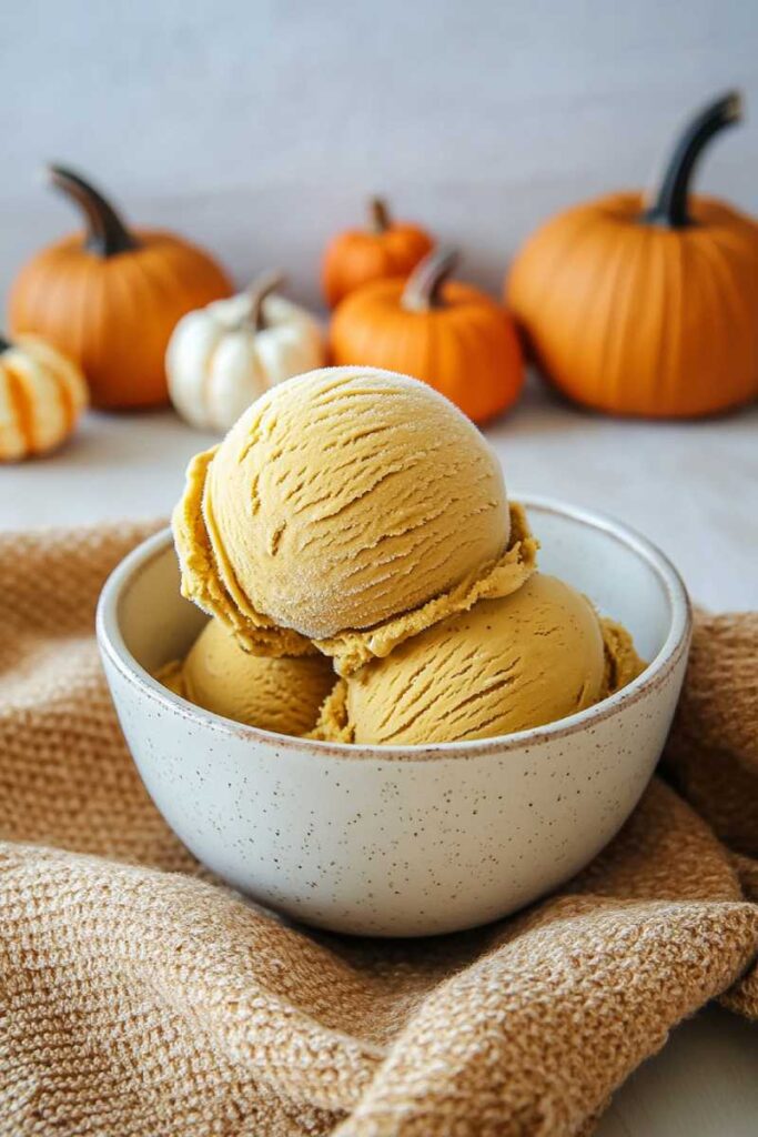 Serving Ninja Creami Pumpkin Ice Cream