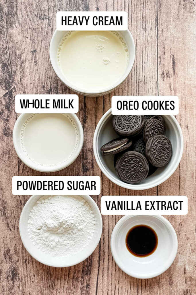 Ninja Creami Cookies and Cream Ice Cream Ingredients