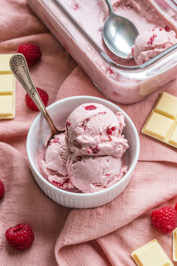 How to Serve White Chocolate Raspberry Protein Ice Cream
