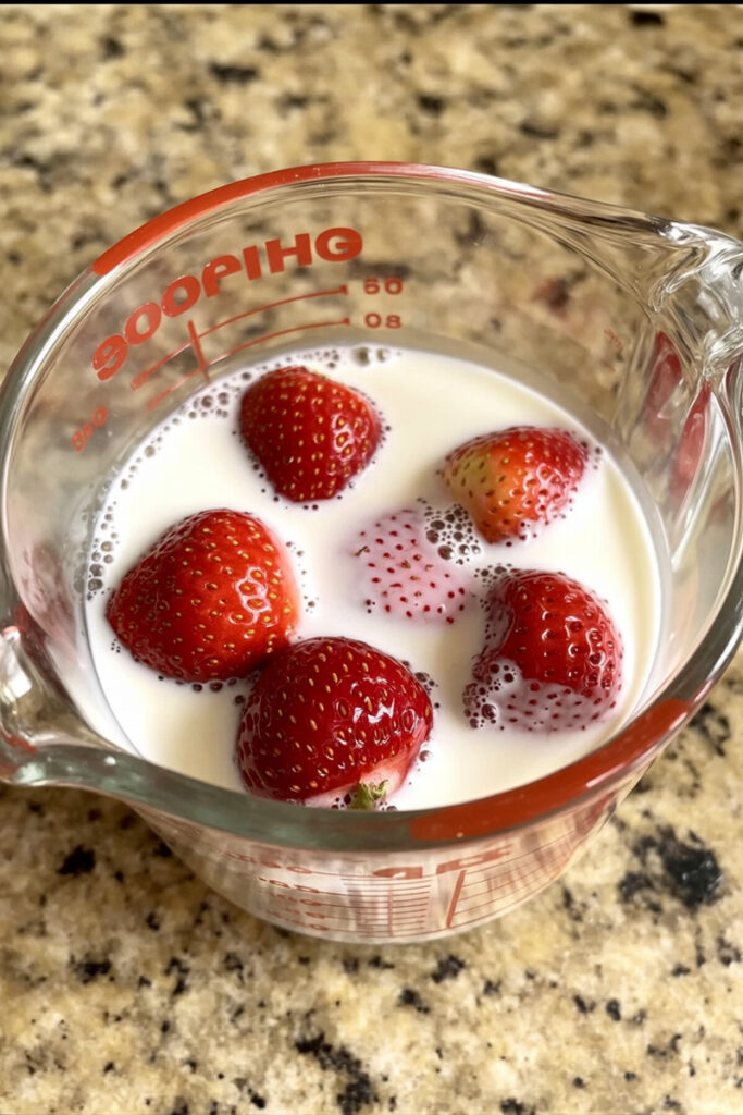 Strawberries and their juices with milk