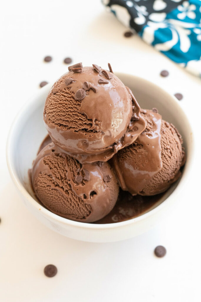Serving Double Dark Chocolate Chip Protein Ice Cream