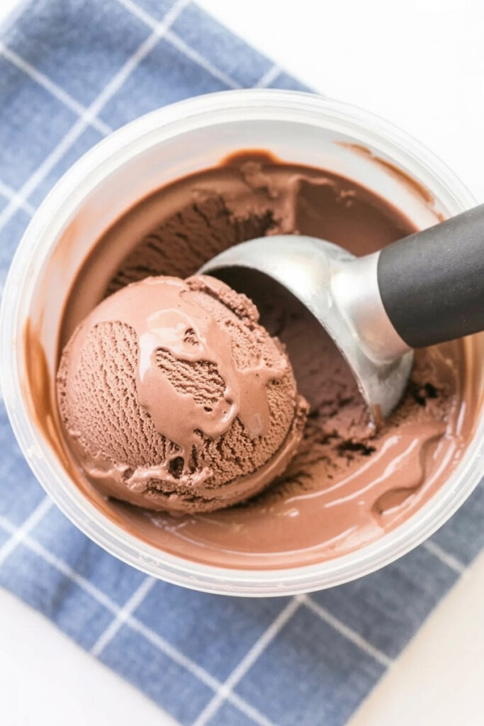 Scooping Chocolate Ice Cream with Pudding