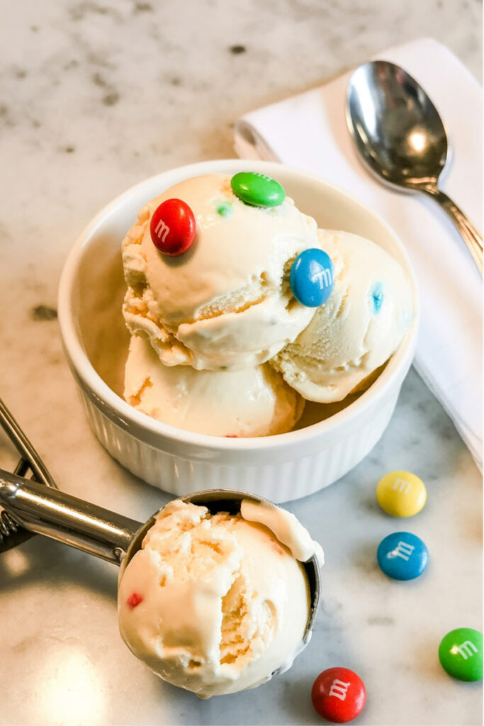 Scooping Ninja Creami M&M Ice Cream