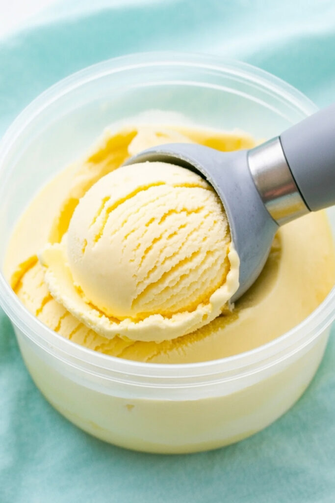 Scooping Vanilla Pudding Ice Cream