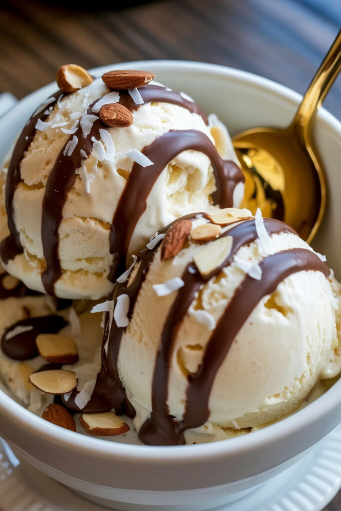 Serve Ninja Creami Almond Joy Ice Cream